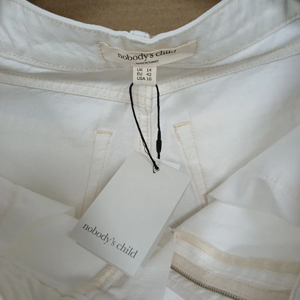 NOBODY'S CHILD CREAM 5-POCKET PALAZZO JEANS – UK 14 (EU 42, US 10)