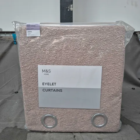M&S HOME EYELET CURTAINS – PINK, 218 CM W X 229 CM L 