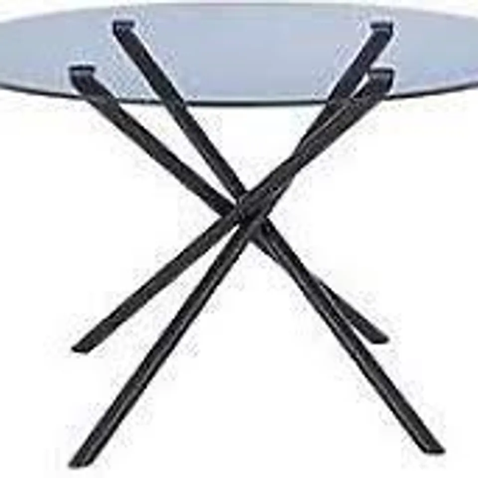 BOXED MICHELLE KEEGAN ROUND GLASS DINING TABLE IN BLACK - 1BOX