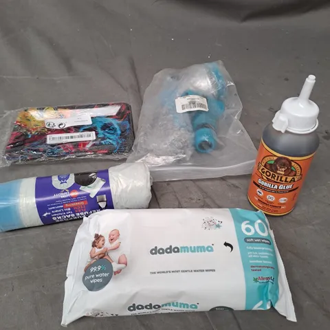 APPROXIMATELY 15 ASSORTED HOUSEHOLD PRODUCTS TO INCLUDE WATER WIPES, GORILLA GLUE, BIN BAGS ETC 