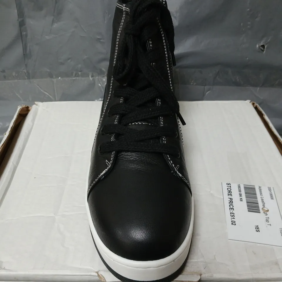 ADESSO LEATHER HIGH TOP TRAINER BOOT IN BLACK SIZE 6