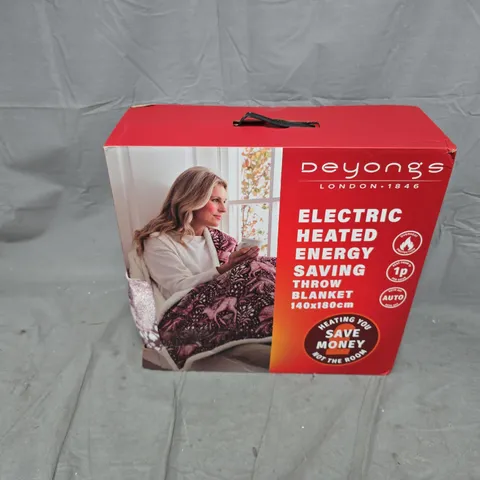 BOXED DEYONGS HEATED SHERPA THROW - WOODLAND FOLK 140X180CM 