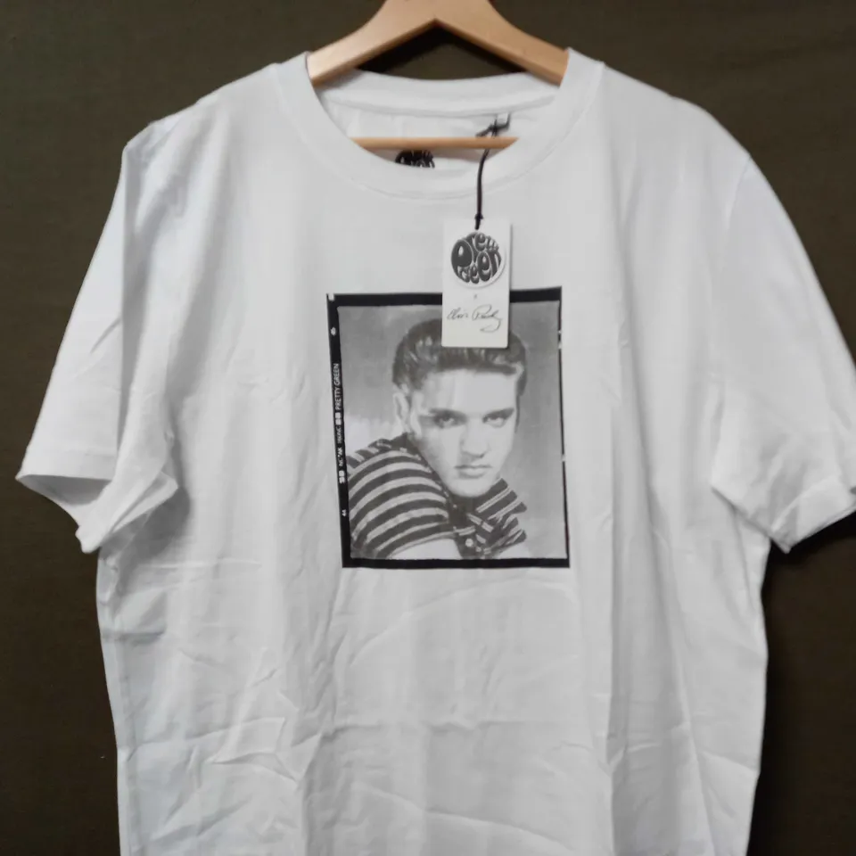 PRETTY GREEN X ELVIS PHOTO T-SHIRT IN WHITE - XXL