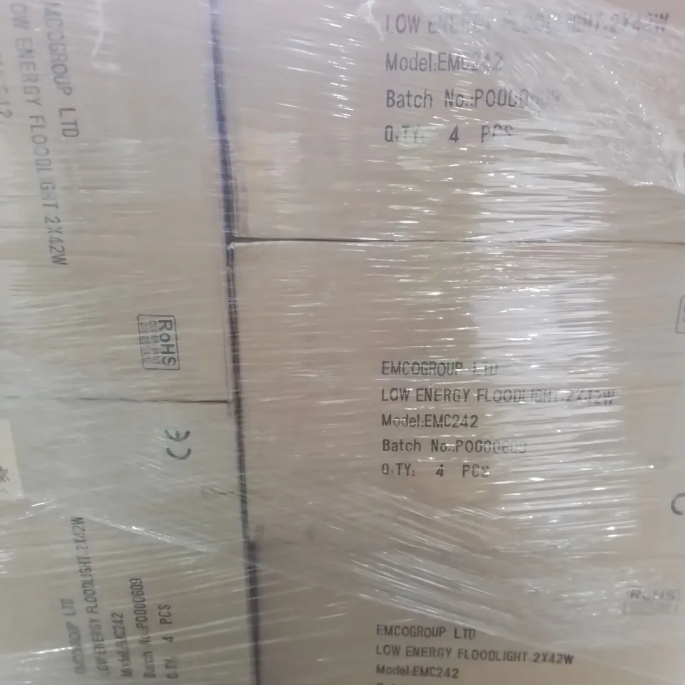 PALLET OF APPROXIMATELY 44 EMCOLITE LOW ENERGY FLOODLIGHTS EMC242 