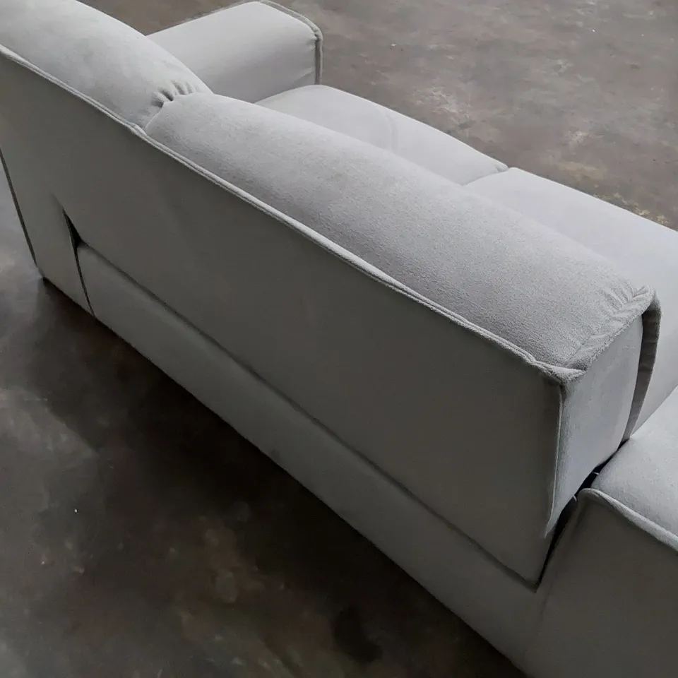DESIGNER TWO SEATER SOFA LIGHT GREY FABRIC 