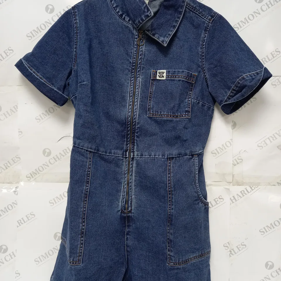 LUCY YAK RILEY JUMPSUIT IN DENIM IN MIDWASH BLUE - SIZE 12