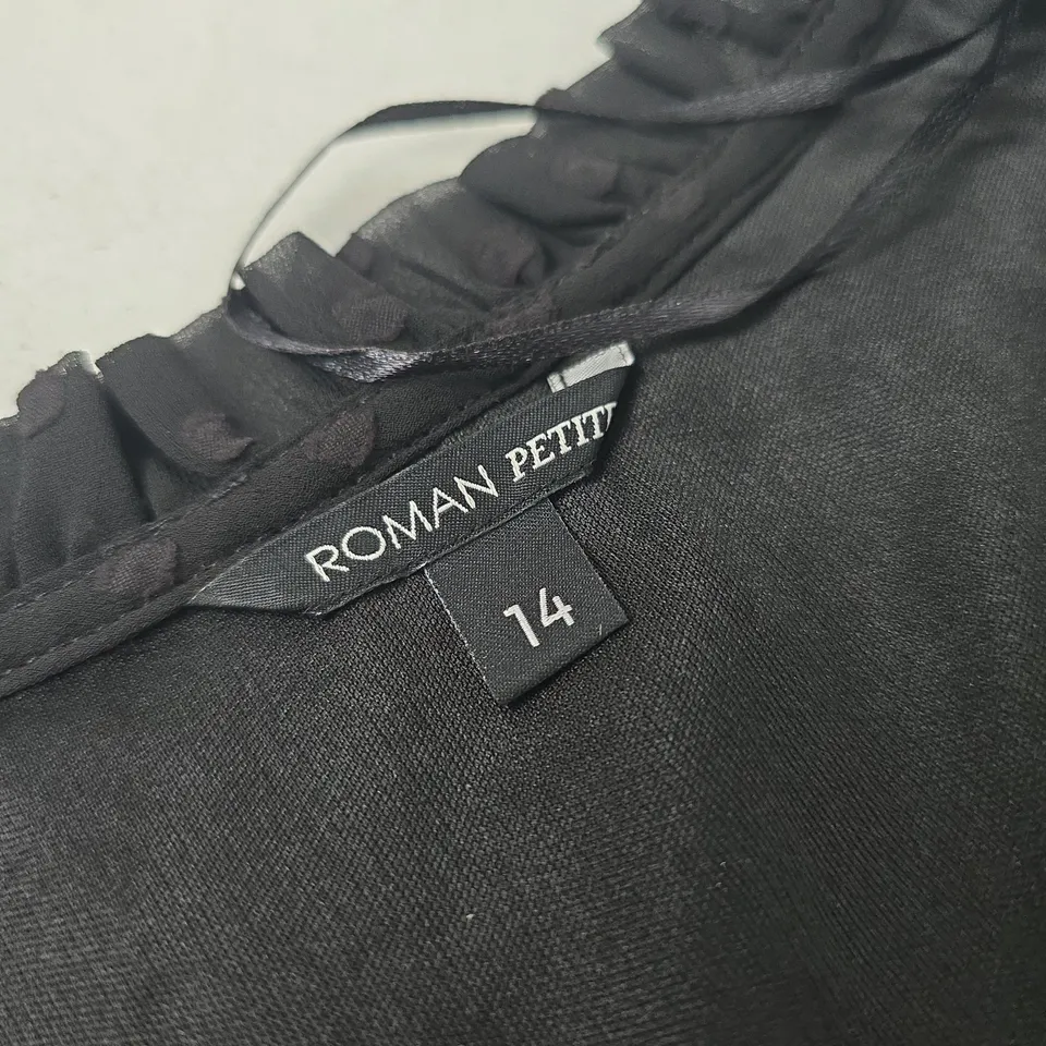 ROMAN PETITE BLACK LACE FRILL TIE DRESS UK 14