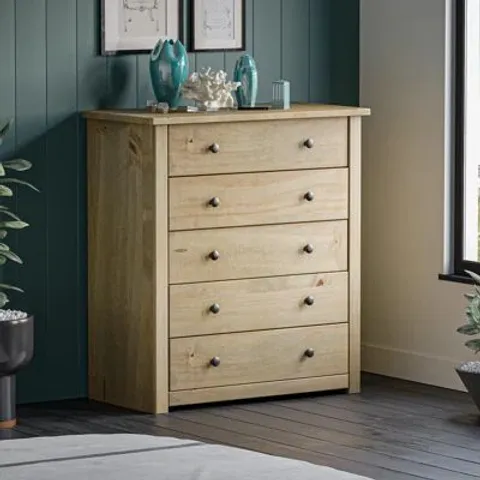 BOXED SOMERS 5 DRAWER CHEST -PINE-