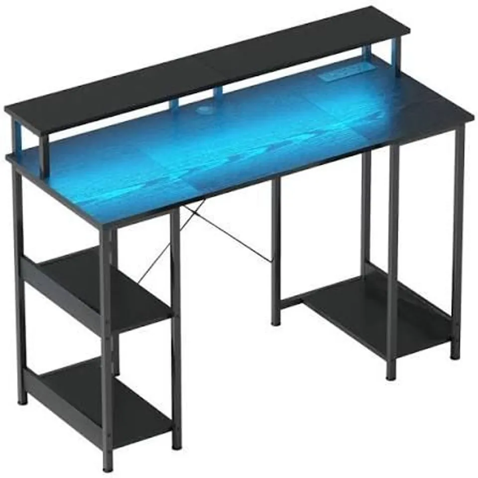 BOXED HOMCOM BLACK REVERSIBLE COMPUTER DESK WITH STORAGE (1 BOX)