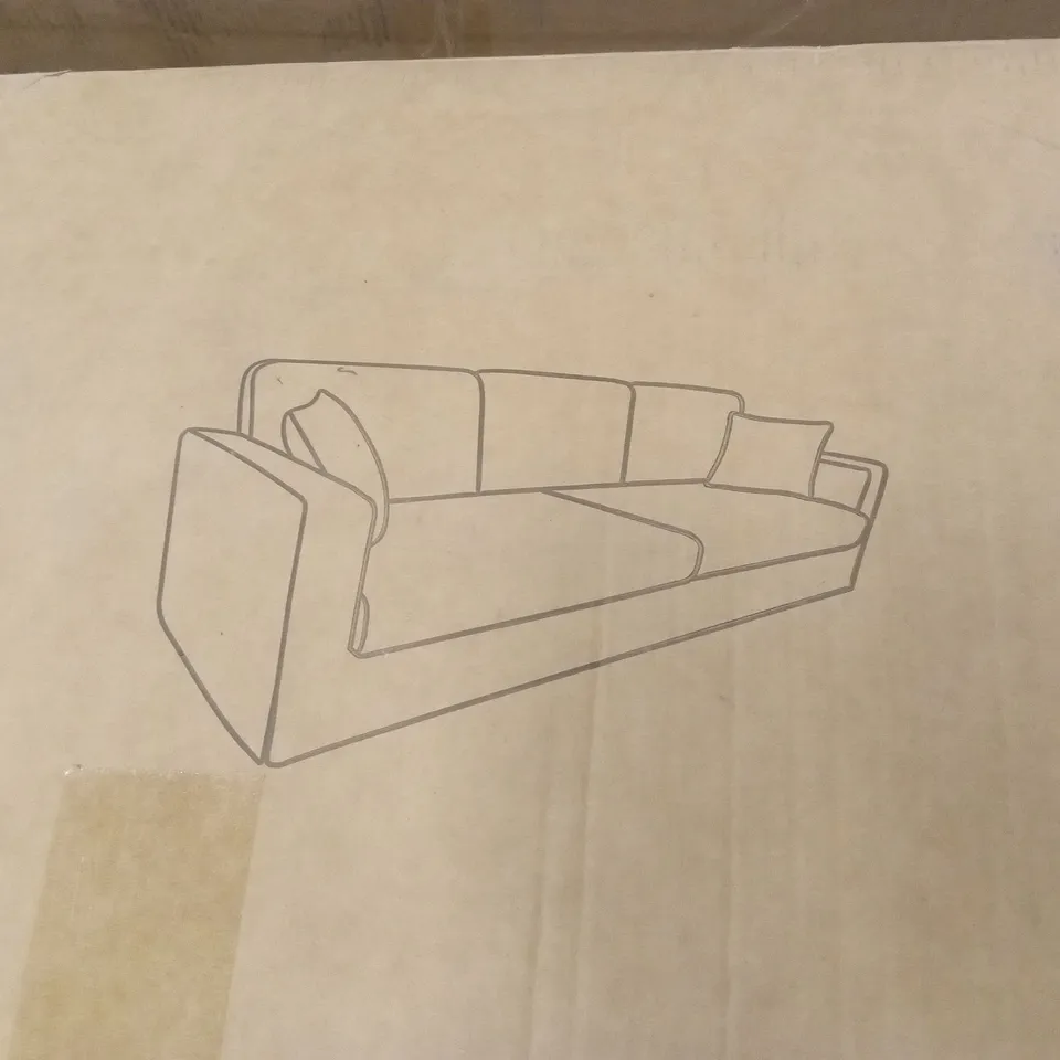 BOXED DESIGNER BLACK FABRIC UPHOLSTERED SOFA (1 BOX)