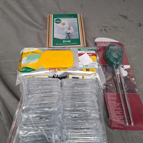 APPROXIMATELY 12 HOUSEHOLD ITEMS TO INCLUDE FRIDGE MAGNETS, CLEANING WIPES AND BEAD FLOWER KIT
