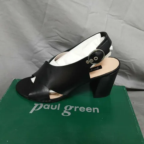 PAUL GREEN BLACK LEATHER OPEN-TOE HEELED SANDALS β UK 6.5