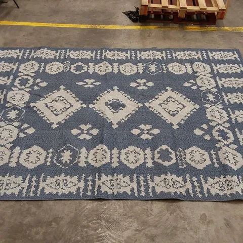MCGREW FLATWEAVE COTTON NAVY/GREY RUG // 190 X 290CM