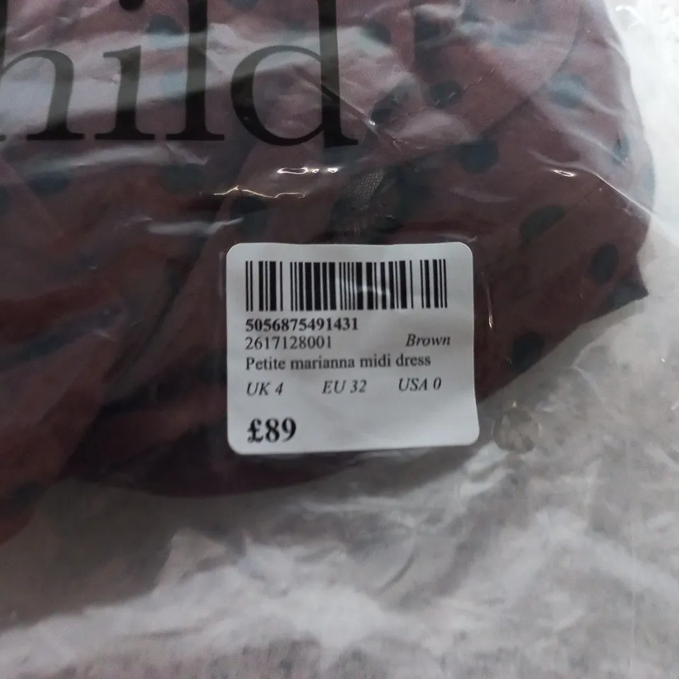 NOBODY'S CHILD PETITE MARIANNA MIDI DRESS – BROWN, UK4