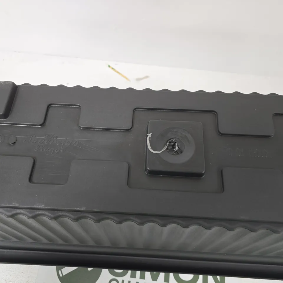 2X RECTANGULAR BLACK PLASTIC GARDEN PLANTER BOX, RIBBED EXTERIOR