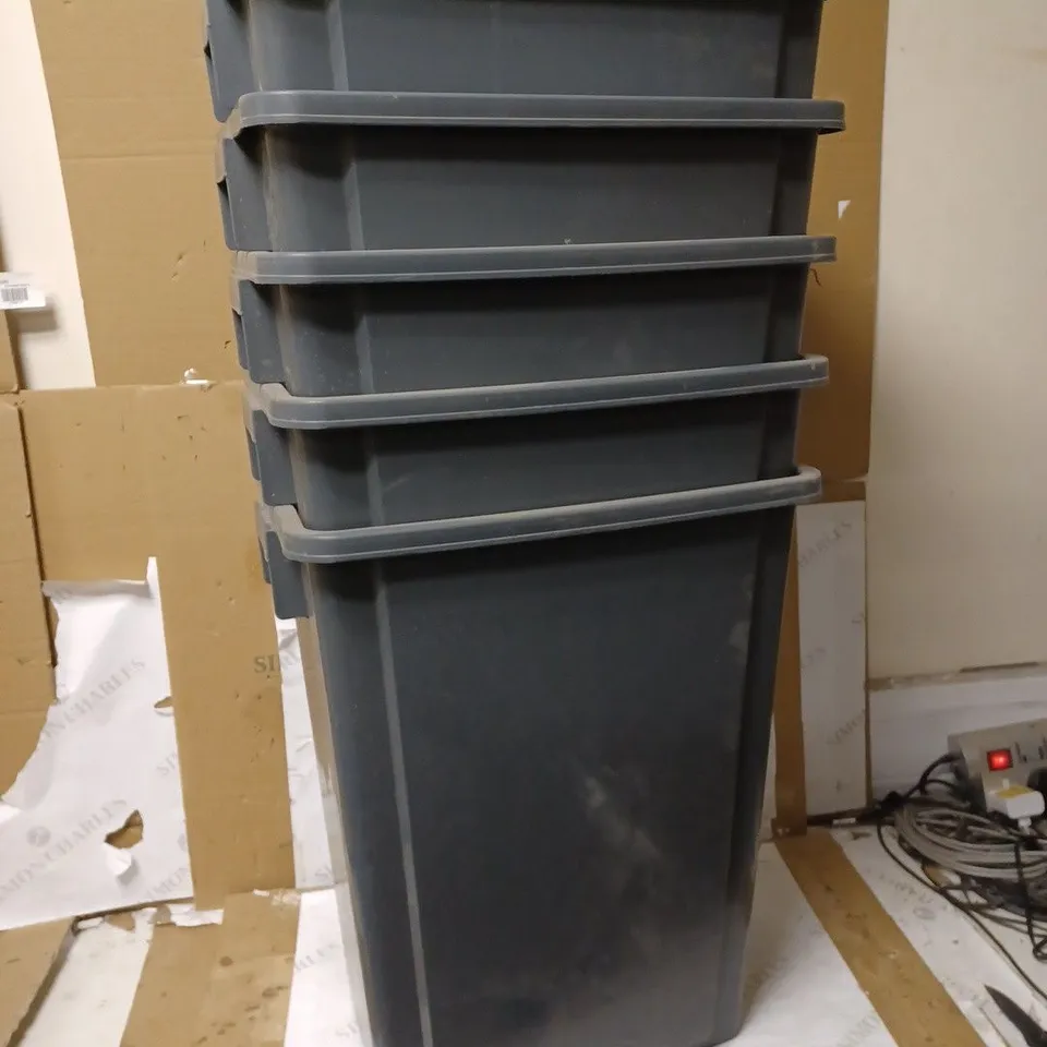 LOT OF 5 AMERBOX SLIM RECTANGLE CONTAINERS 60L