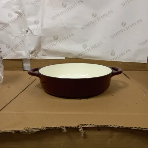 TOWER BO800253RED BARBARY & OAK SHALLOW CAST IRON CASSEROLE PAN