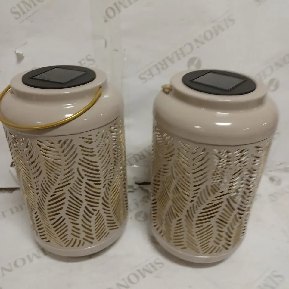 GARDEN REFLECTIONS SET OF 2 PATTERNED SOLAR LANTERNS