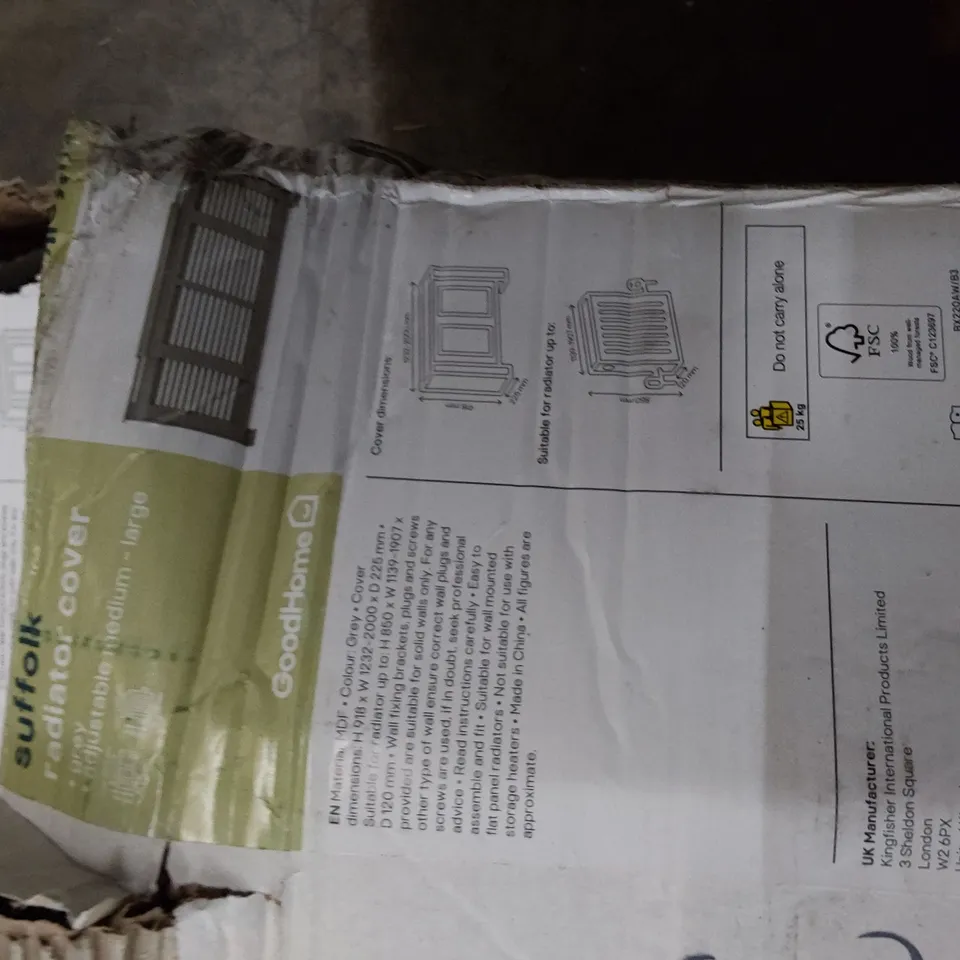 BOXED SUFFOLK ADJUSTABLE RADIATOR COVER MEDIUM - LARGE GREY