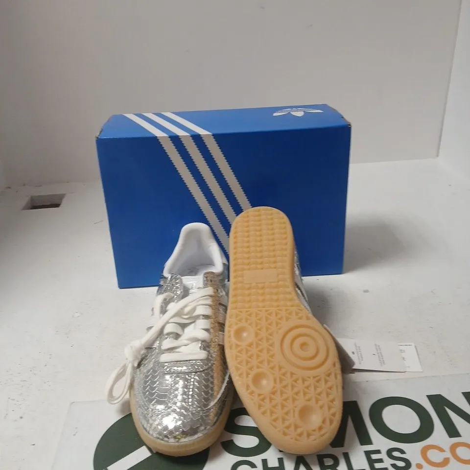ADIDAS SAMBA OG W WOMEN'S TRAINERS – SILVER SNAKE-EFFECT, BOXED - UK 5.5