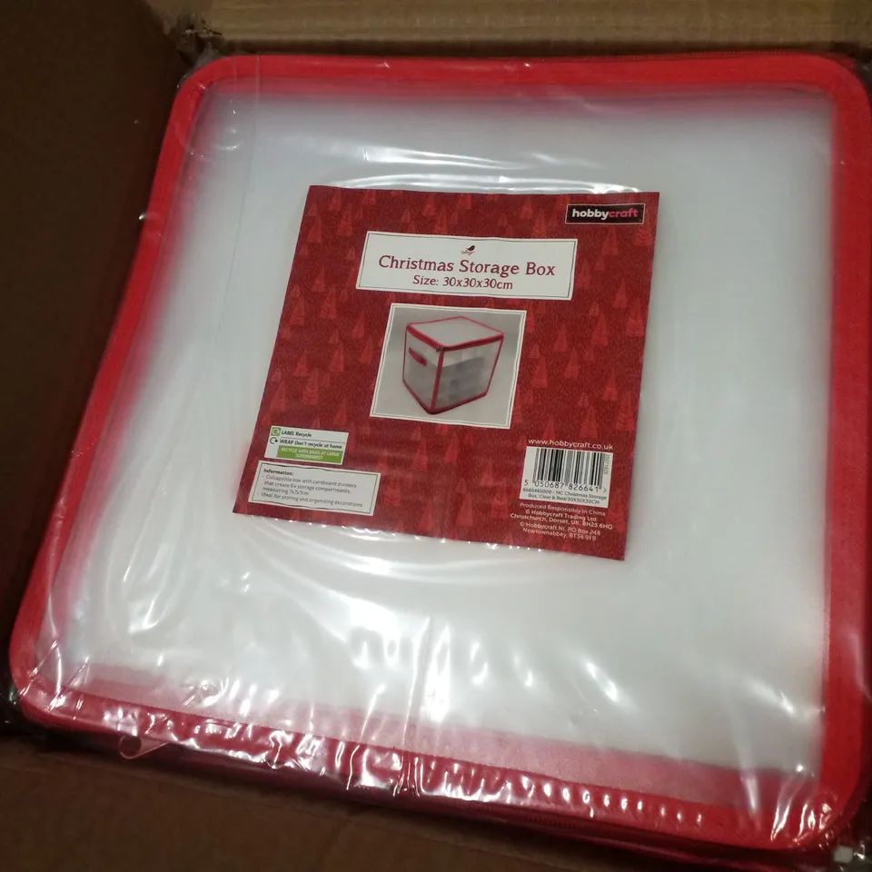 PALLET CONTAINING APPROXIMATELY 36 BOXES EACH CONTAINING 12 CLEAR/RED CHRISTMAS STORAGE BOXES