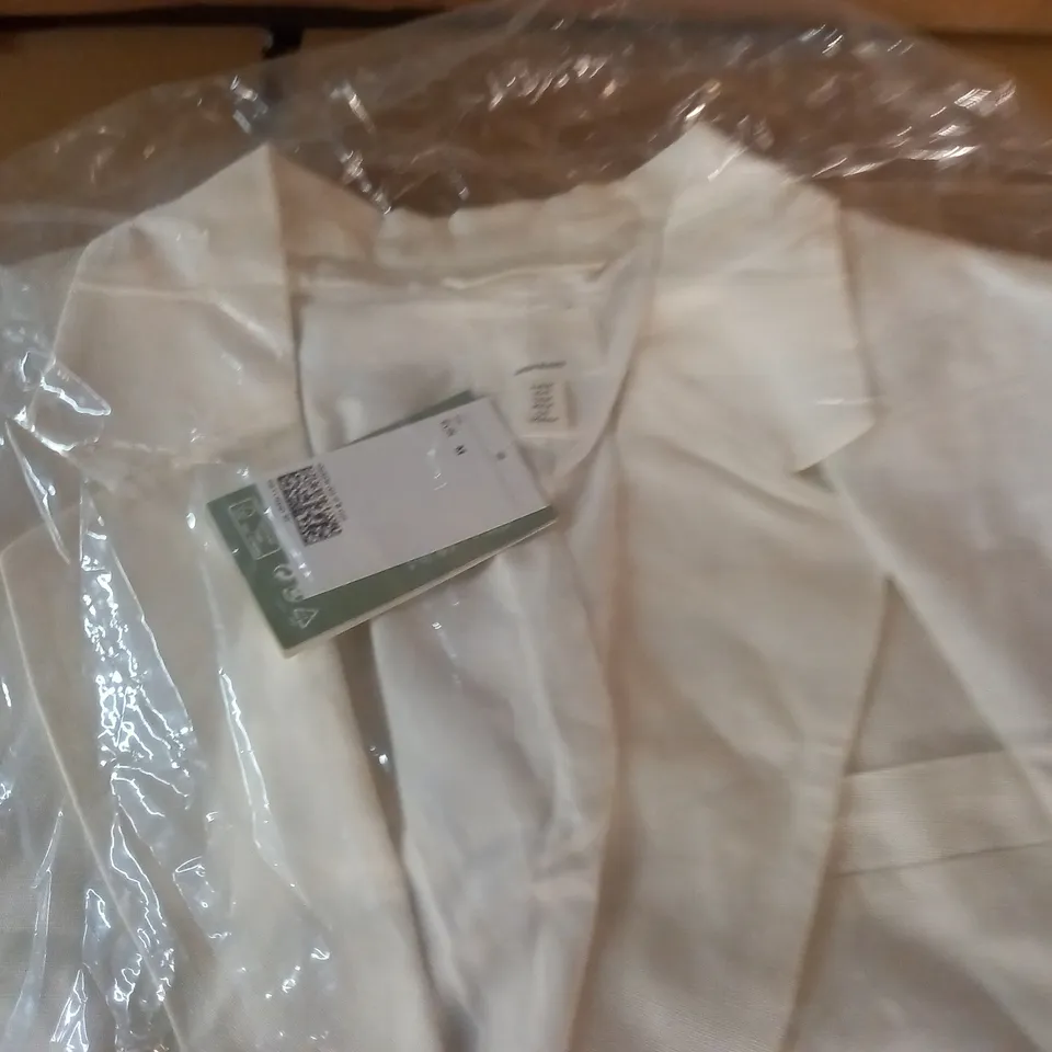H&M LINEN BLEND WHITE BLAZER - EUR M
