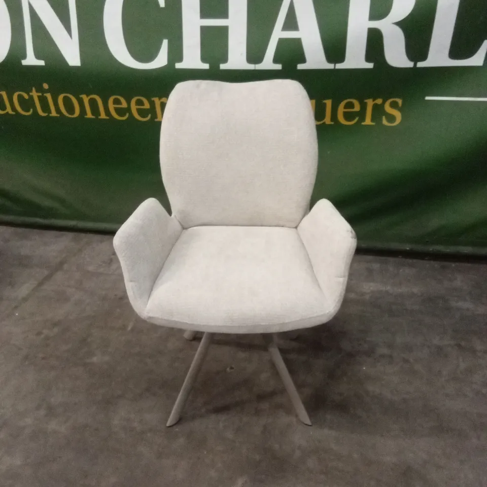 DESIGNER FABRIC UPHOLSTERED SWIVEL DINING CHAIR