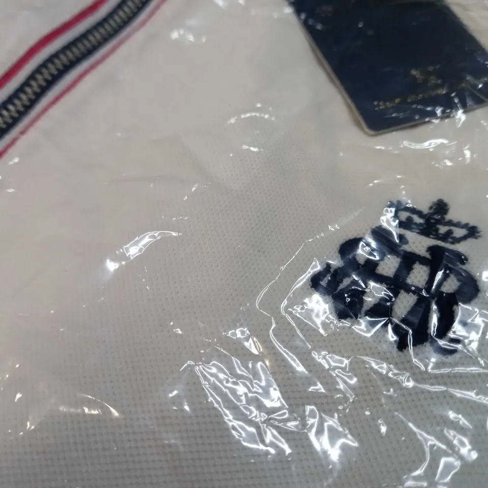 PACKAGED HENLEY ROYAL REGATTA WHITE HALF ZIP POLO - SIZE 12