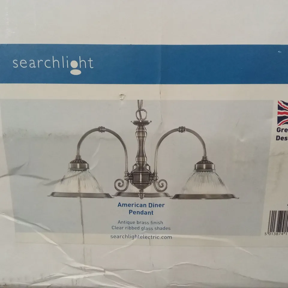 BOXED SEARCHLIGHT AMERICAN DINER PENDANT 