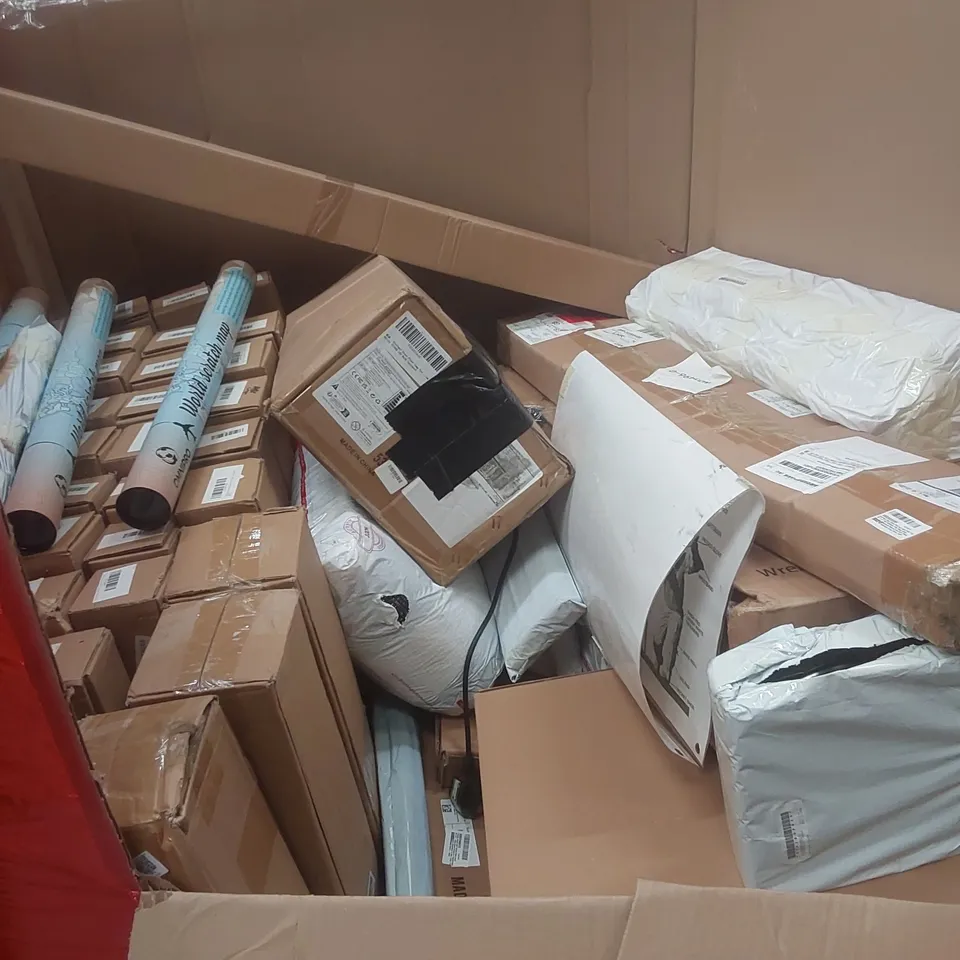 PALLET CONTAINING A LARGE QUANTITY OF ASSORTED ITEMS INCLUDING: EUFY S1 PRO SELF-CLEANING ROBOT VACUUM & MOP, FULL-SIZE FOOD PROCESSOR, MOP, WORLD SCRATCH MAPS, ELHO PLANTERS, TOY SWORDS ECT