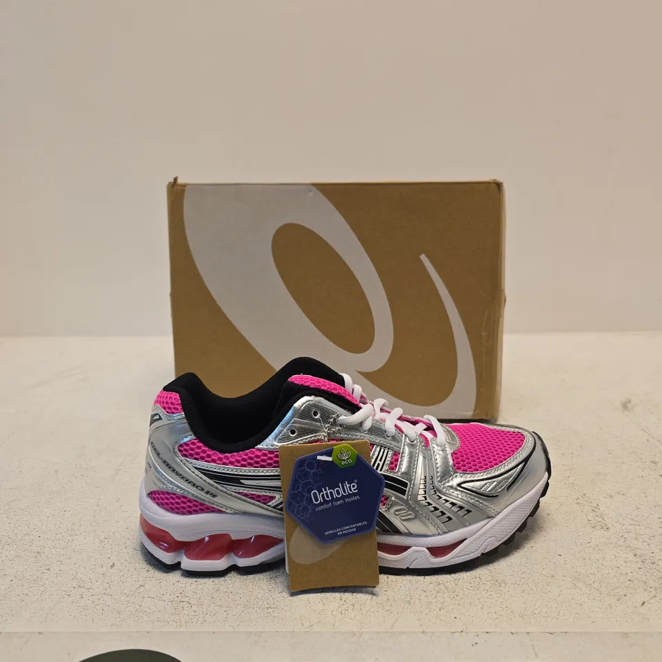 ASICS GEL-KAYANO 14 RUNNING SHOES – SILVER/PINK/BLACK, UK 8