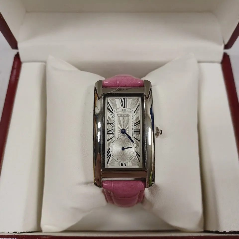 STOCKWELL DOUBLE DIAL PINK LEATHER STRAP WRISTWATCH