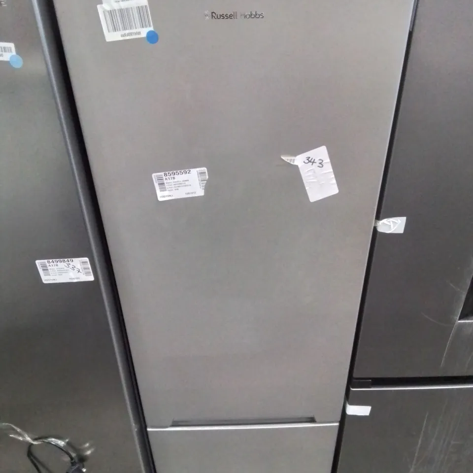 RUSSELL HOBBS FRIDGE FREEZER FREESTANDING FROST FREE WITH REVERSIBLE DOOR, ADJUSTABLE THERMOSTAT & FEET, 70/30 279L, 180CM HIGH, LED LIGHT, 2 YEAR GUARANTEE SILVER RH180FFFF551E1S [ENERGY CLASS E]