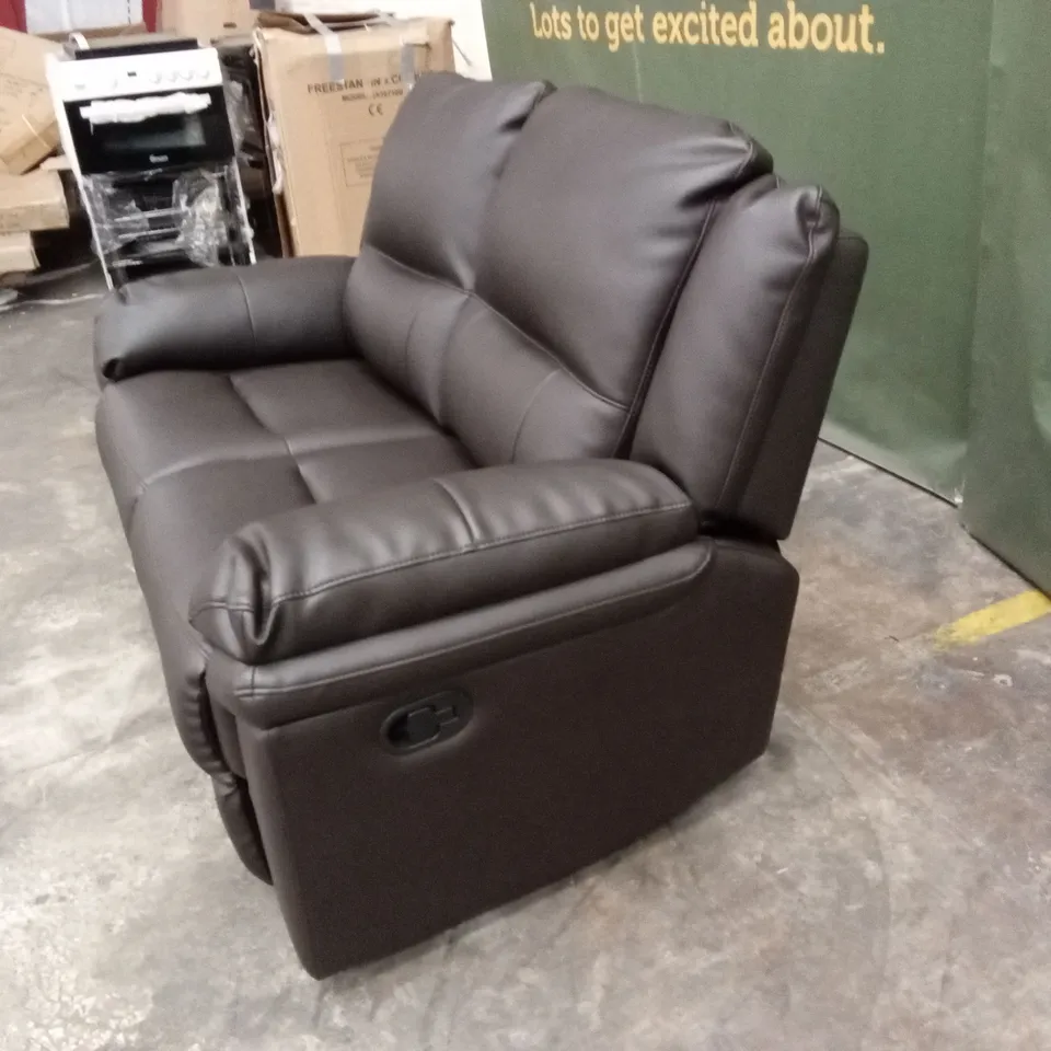 ALBION LUXURY FAUX LEATHER 2 SEATER HIGH BACK MANUAL RECLINER SOFA - CHOCOLATE RRP £539