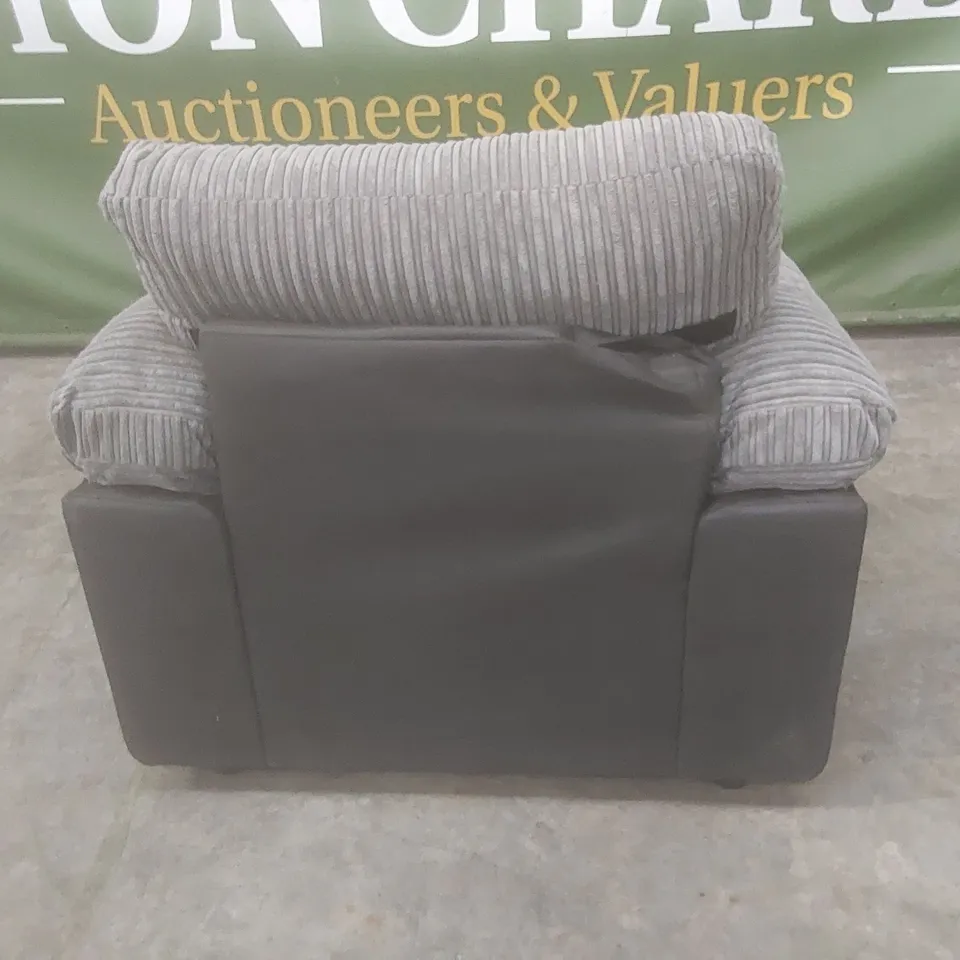 DESIGNER ARMSTRONG FABRIC UPHOLSTERED ARMCHAIR 