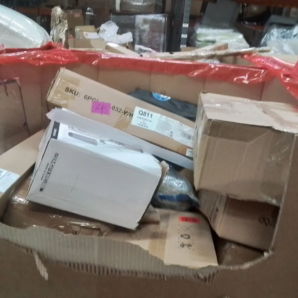 PALLET OF ASSORTED HOUSEHOLD GOODS AND PRODUCTS TO INCLUDE;CLOTHES DRYER,RETRACTABLE SAFETY GATE,DOOR MAT