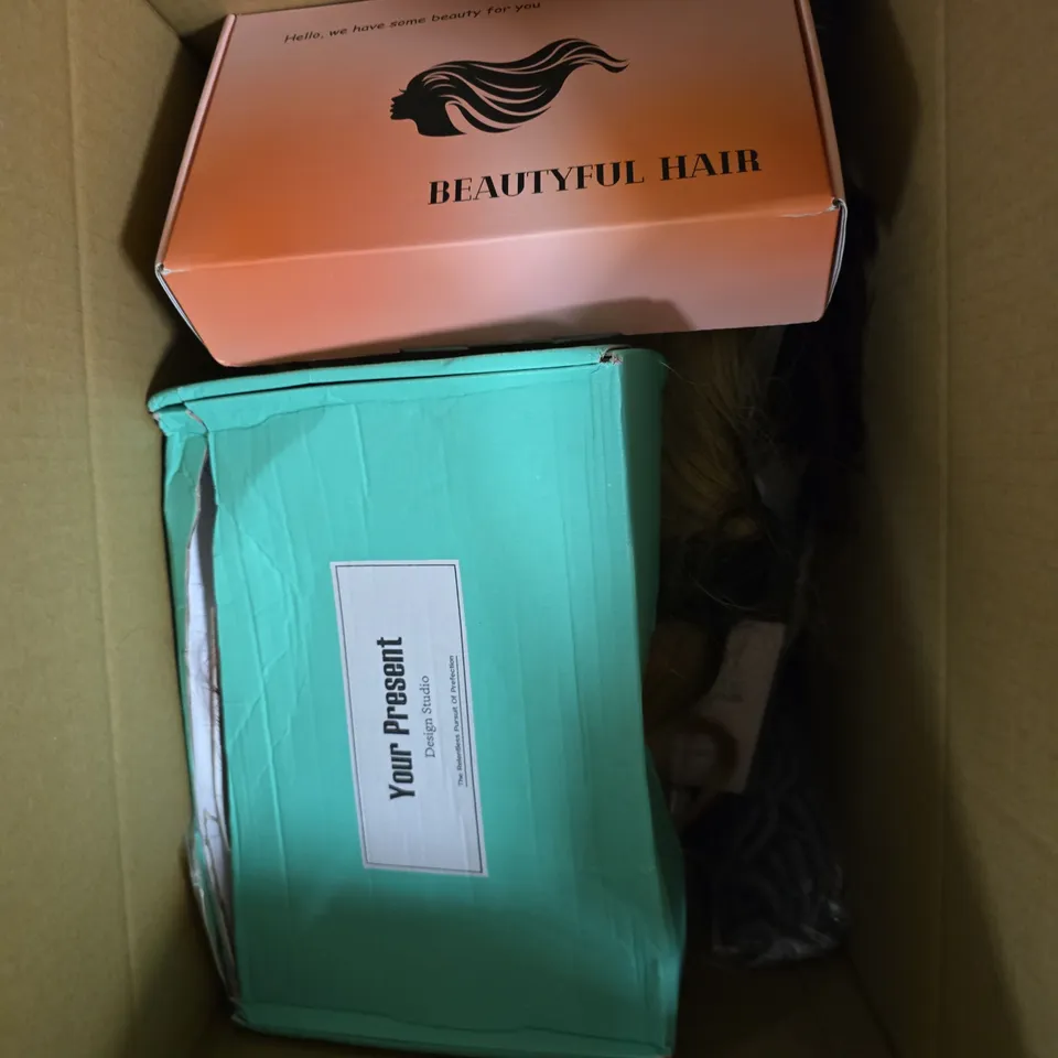 APPROXIMATELY 5 ASSORTED HAIR PRODUCTS TO INCLUDE VARIOUS WIGS