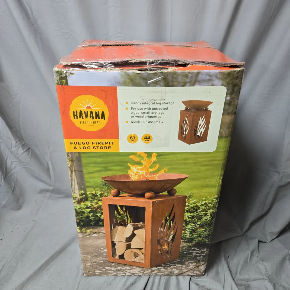 BOXED HAVANNA FUEGO FIREPIT & LOG STORE