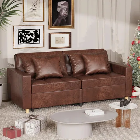 BOXED 2 SEATER VEGAN LEATHER RECLINING SLEEPER (3 BOXES)