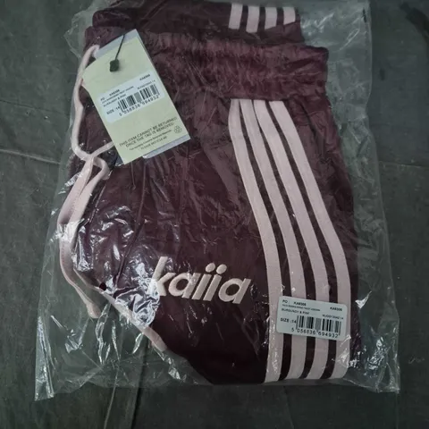 BAGGED KAIA EMBROIDERED TRICOT JOGGERS – BURGUNDY & PINK, UK 14