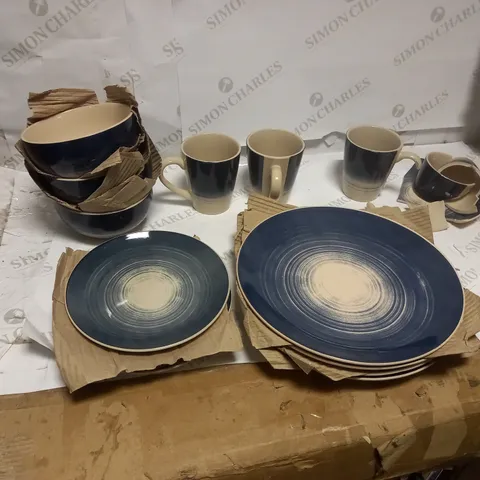 PREMIER HOUSEWARES BLUE 16-PIECE STONEWARE DINNER SET