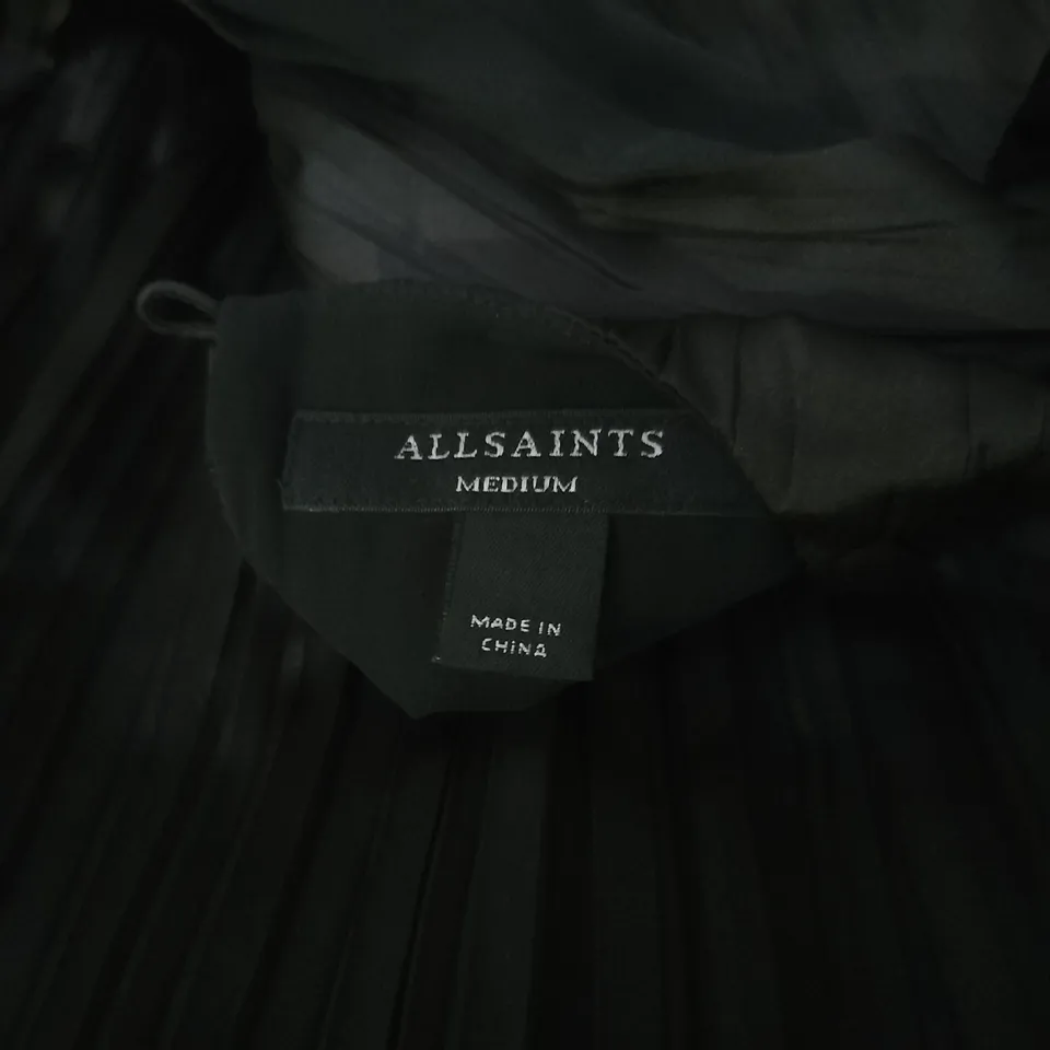 ALLSAINTS BLACK PLEATED DRESS – SIZE MEDIUM