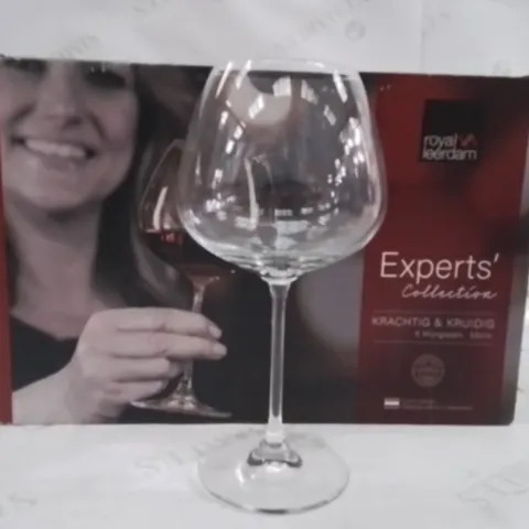 BOXED ROYAL LEERDAM WINE GLASSES APPROXIMATELY 6