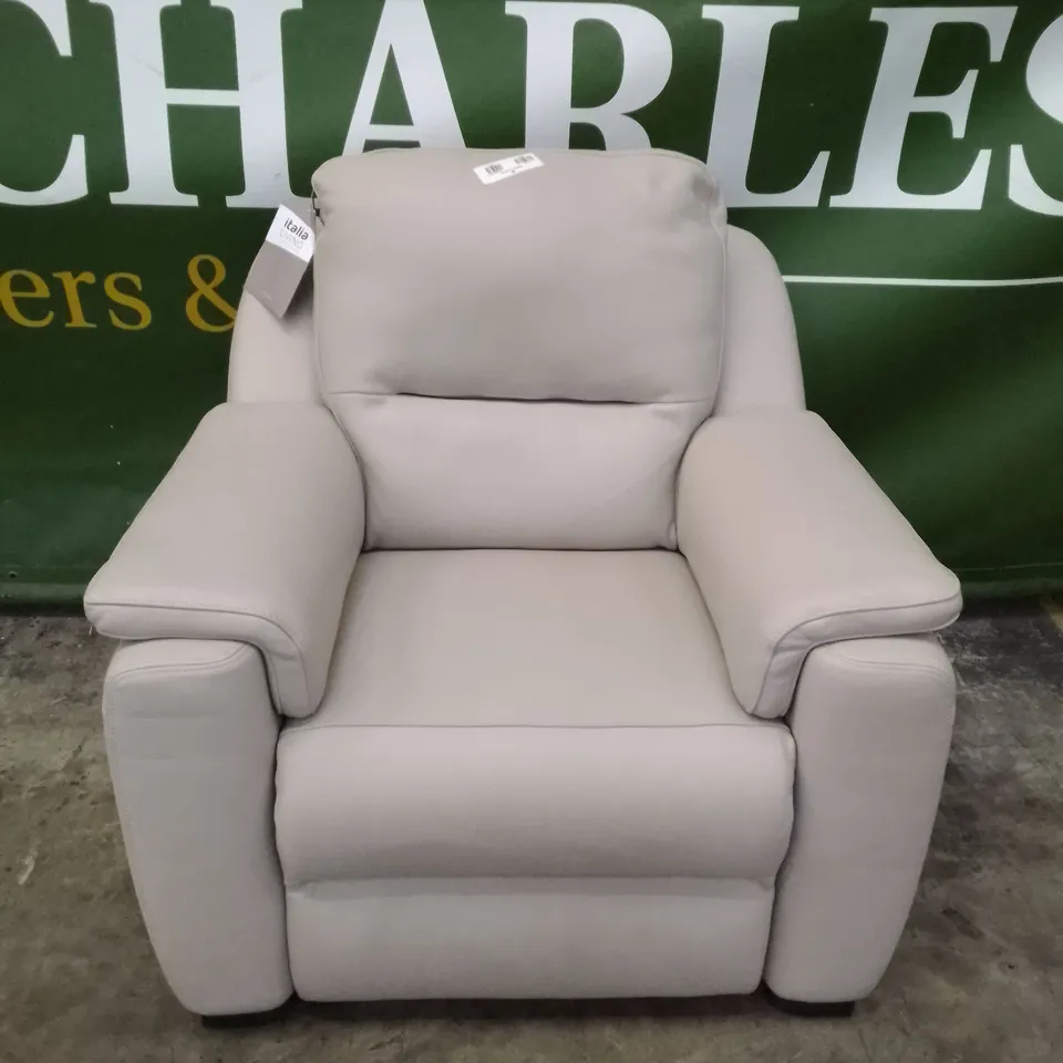 QUALITY  ITALIAN DESIGNER AVOLA NEW ELECTRIC RECLINER CHAIR - CREAM LEATHER 