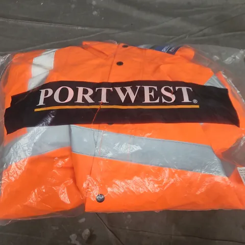 BAGGED PORTWEST HI-VIS TRAFFIC JACKET IN ORANGE - XXL