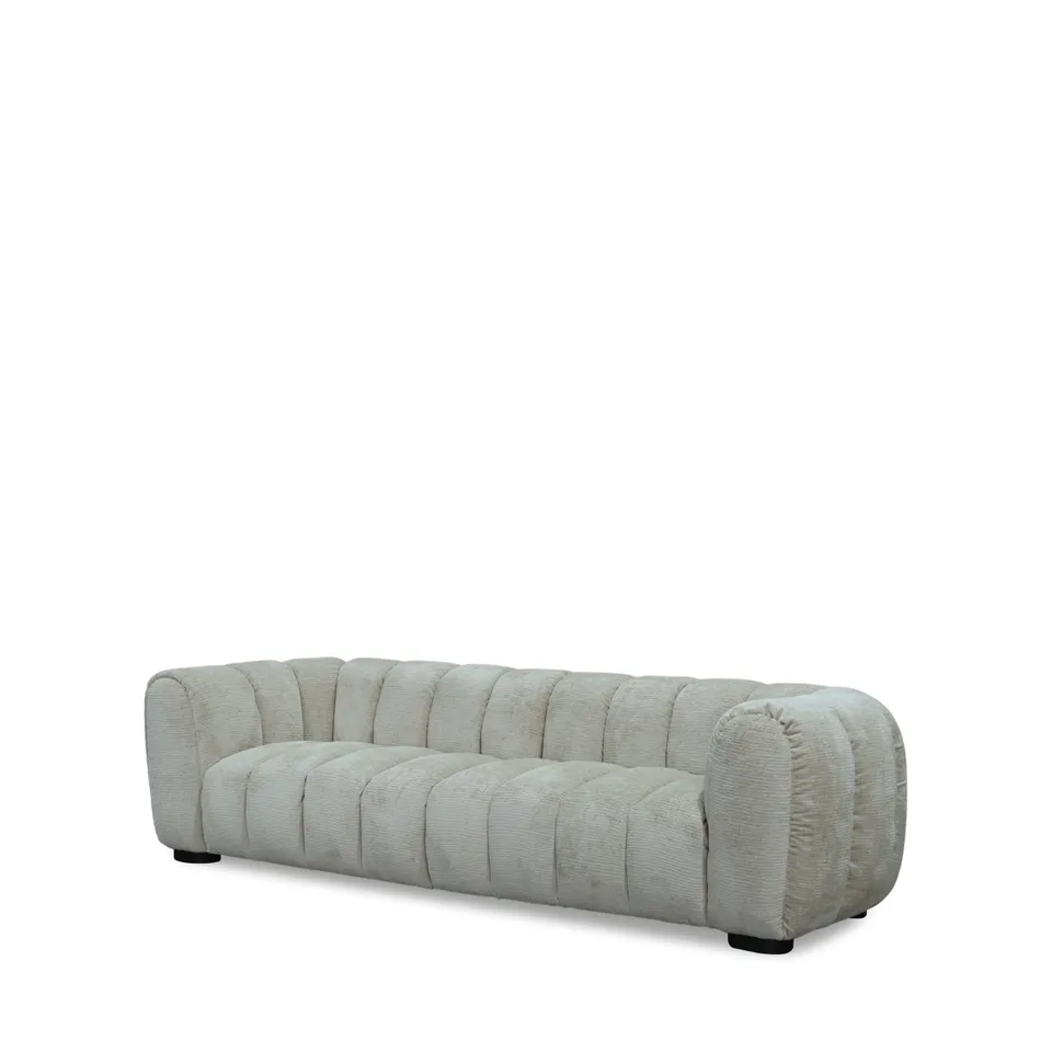 BRAND NEW BOXED DISKA MAXI GRAND 4 SEATER GLAM BLOCK FABRIC SOFA - NATURAL (2 BOXES)