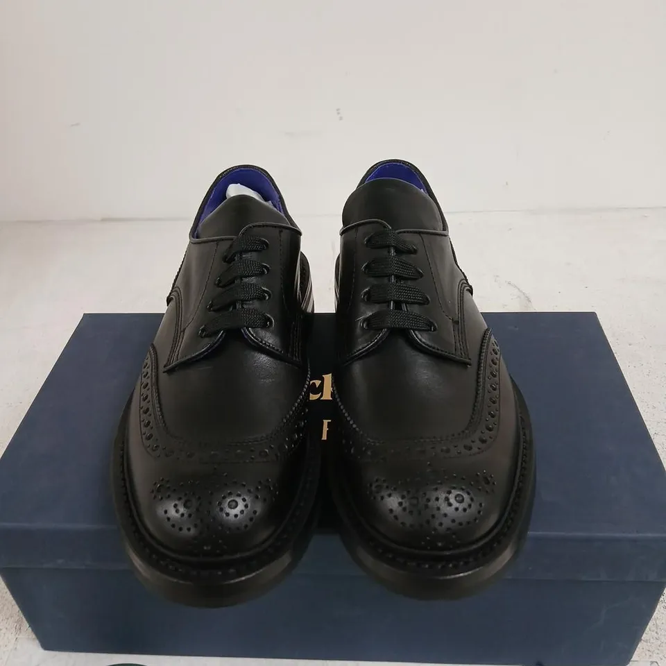 BURBERRY TRICKER'S BLACK LEATHER DERBY SHOES, UK 5