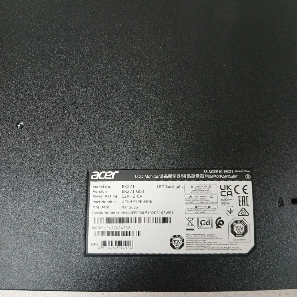 ACER LCD MONITOR EK271 – LED BACKLIGHT