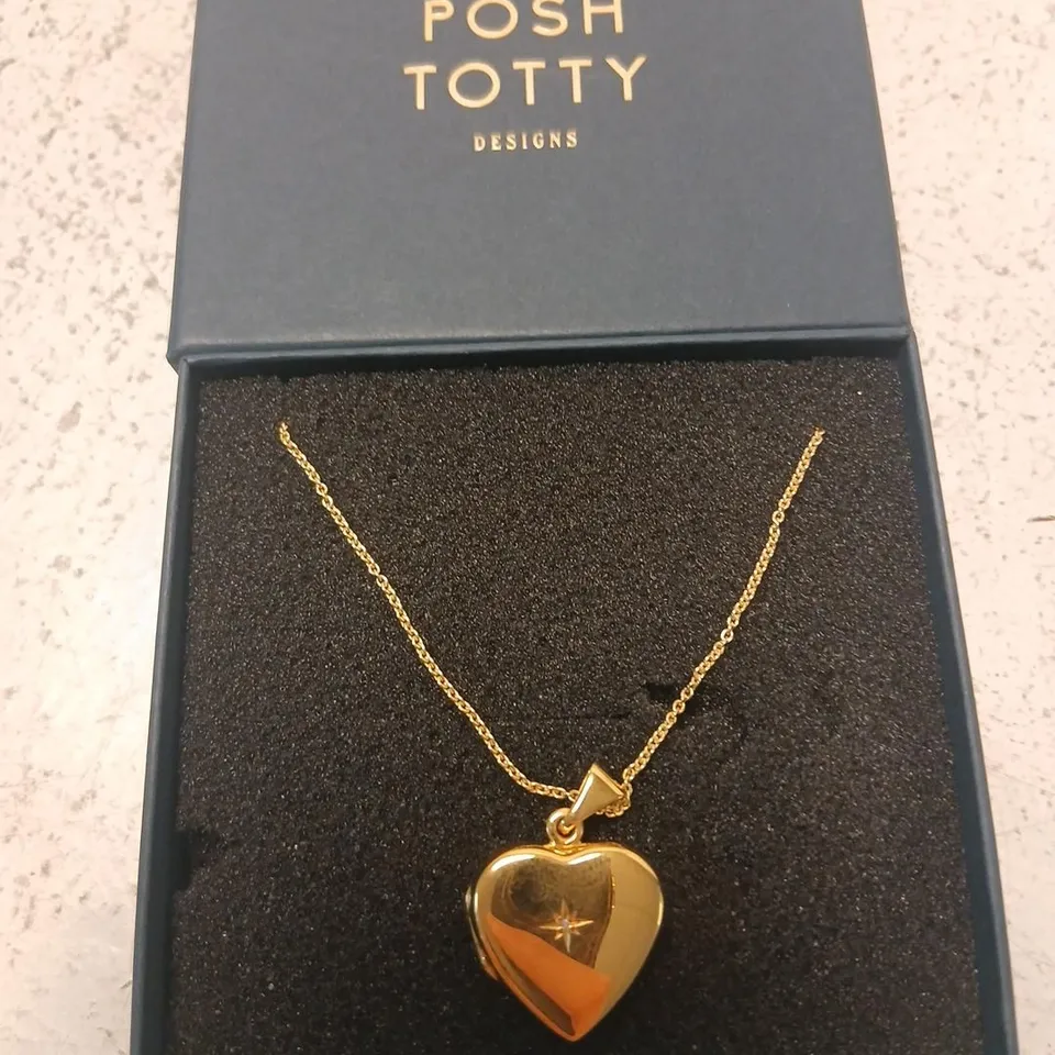 POSH TOTTY DESIGNS HEART LOCKET NECKLACE WITH DIAMOND STERLING SILVER