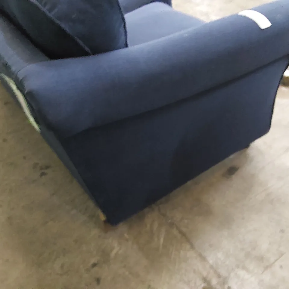 DESIGNER 2 SEATER SOFA IN NAVY BLUE FABRIC